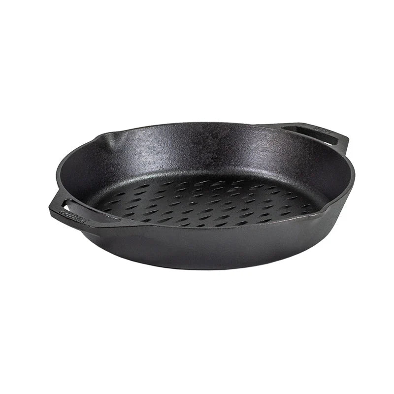 12 Inch Seasoned Cast Iron Dual Handle Grilling Basket