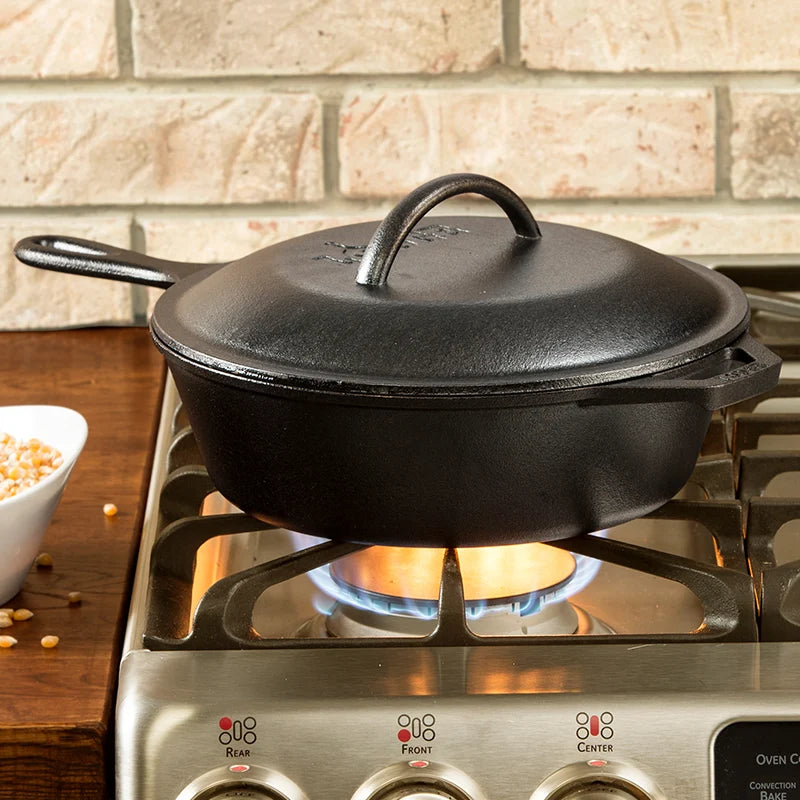 Cast Iron Covered Deep Skillet